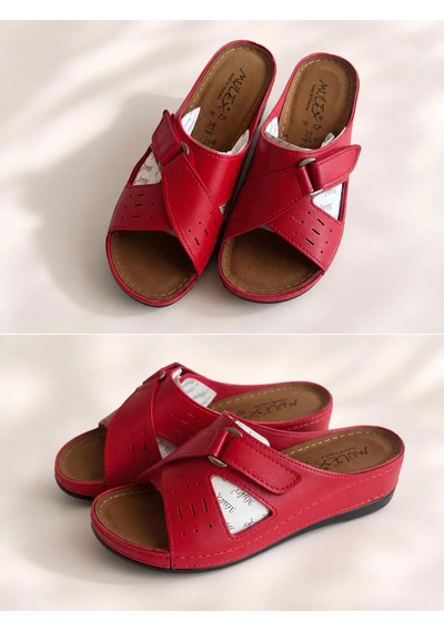 Mergenshoes A011 Kırmızı Günlük Poli Yumuşak Taban Kadın Terlik