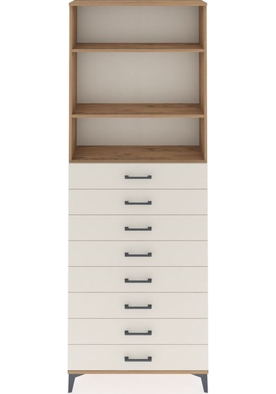Arges Dolap 3 Raflı 8 Çekmeceli 88x30x243 Çam-aytaşı Çam