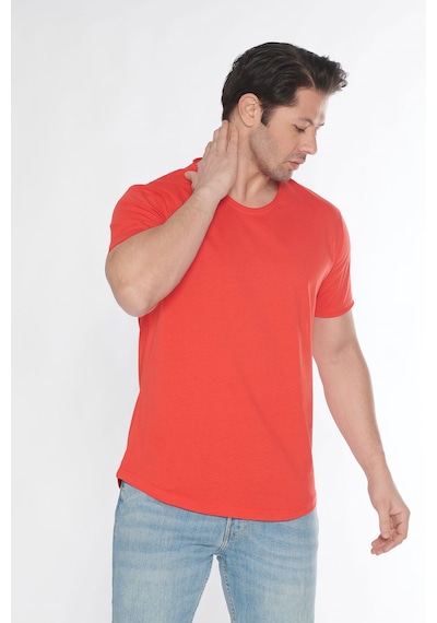 Black Horn Erkek Geniş Yaka %100 Pamuk Salaş T-shirt Kırmızı