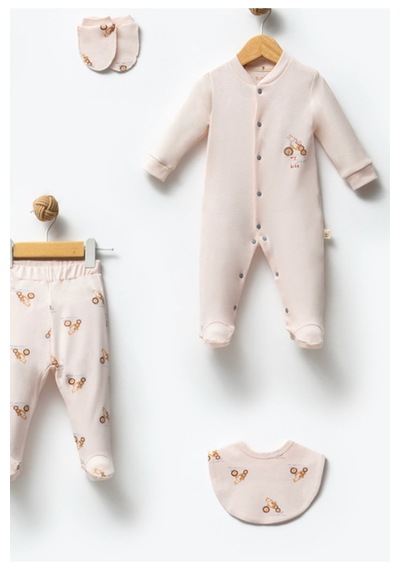 By Bubbles Unisex Desenli 10'lu Hastane Çıkış Seti Ekru Kaplumbağa