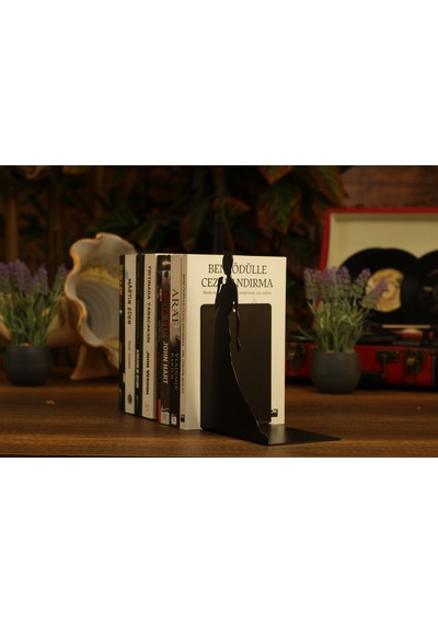 Gelinlikli Kadın Figürlü Dekoratif Metal Kitap Tutucu, Kitap Dest