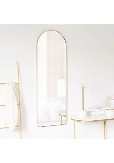 Dekoratif Ayna, Mdf Oval Kesim Boy Ayna, Duvar Aynası 165 X 45 Cm 166 X 50 Gold