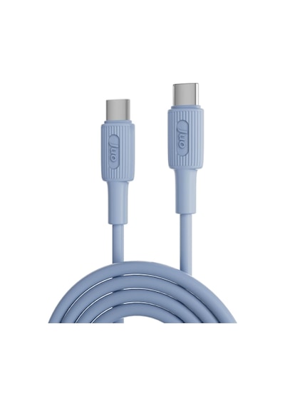 60w Usb Type-c To Type-c Silikon Hızlı Şarj Ve Data Kablosu Mavi 1 Metre Standart