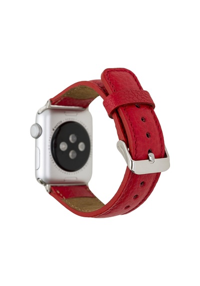 Apple Watch Uyumlu Deri Kordon 42-44-45mm Erc2 Kırmızı Diğer