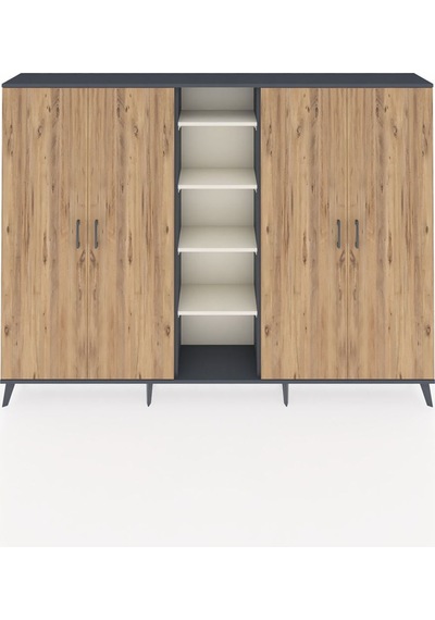 Arges Dolap 12 Raflı 4 Kapaklı 220x30x163 Antrasit-çam/aytaşı Atlas Çam/aytası - Antrasıt Arges Dolap 12 Raflı 4 Kapaklı 220x30x163 Antrasit-çam/aytaşı Atlas Çam/aytası - Antrasıt