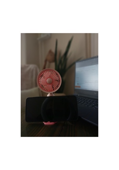 Mini Şarjlı El Fanı Telefon Standlı 3 Kademeli Usb Şarjlı Taşınabilir Fan Pembe