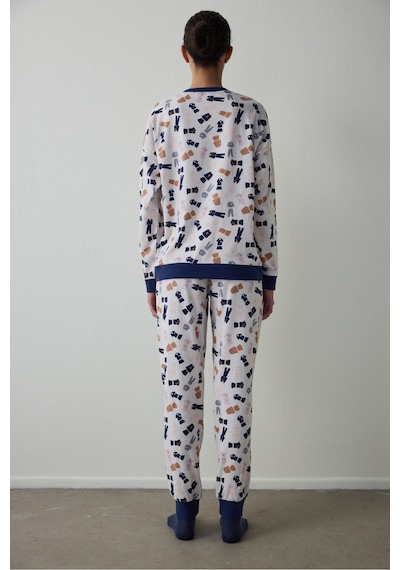Penti Açık Pembe Pijama Time Bisiklet Yaka Pamuklu Uzun Kollu Pijama Takımı