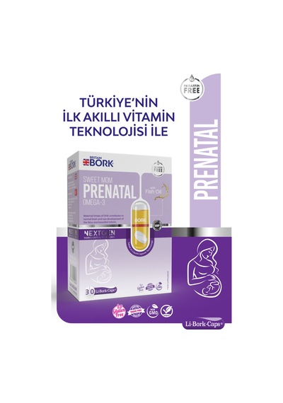 Prenatal 30 Likit Kapsül Parafinsiz Hamilelik Dönemi Omega3 Biotin İyot Methyl Folat İçeren Vitamin