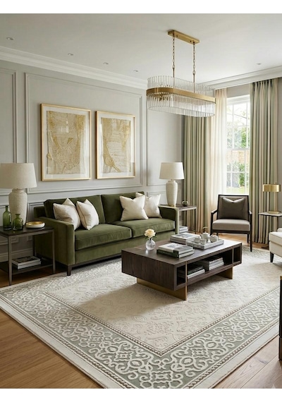 Nazar Halı Yıldız 200 X 290 Salon Halısı Krem - Yeşil
