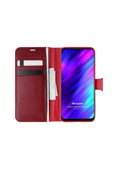 Meizu M10 Kılıf Standlı Kapaklı Korumalı Kırmızı Kırmızı