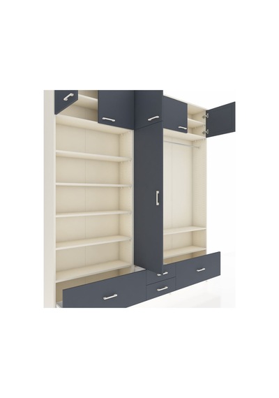 Arges Dolap 18 Raflı 4 Çekmeceli Tek Askılı 220x30x243 Aytaşı-antrasit/antrasit Antrasıt/antrasıt Arges Dolap 18 Raflı 4 Çekmeceli Tek Askılı 220x30x243 Aytaşı-antrasit/antrasit Antrasıt/antrasıt