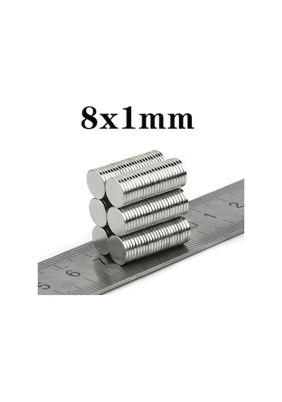 30 Adet 8x1mm Yuvarlak Neodyum Mıknatıs Magnet, Buzdolabı Magneti Mıknatısı