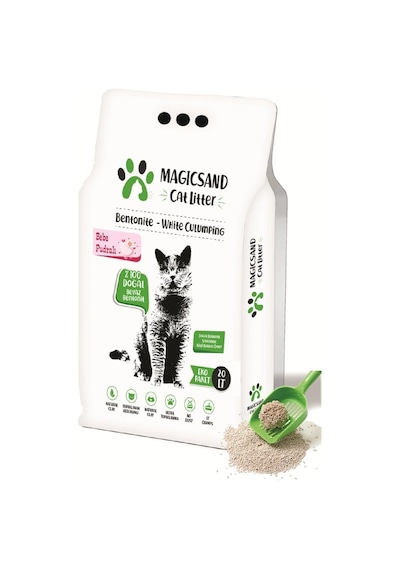 Magicsand Cat Litter Bebek Pudralı Kalın Topaklaşan Bentonit Kedi Kumu 20 L