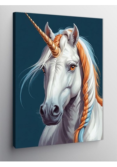 Kanvas Tablo Parlak Beyaz Unicorn 50cmx70cm