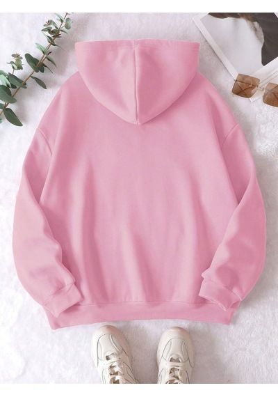 Startmore Pembe Unisex Erkek/kadın Bb Renkli Özel Baskılı Oversize Kapüşonlu