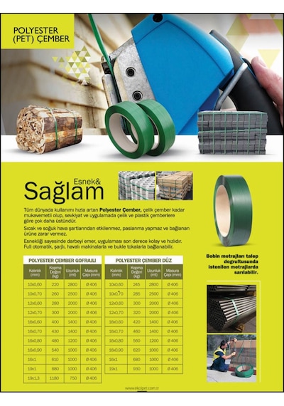 Polyester Yeşil Pet Çember 19Mm