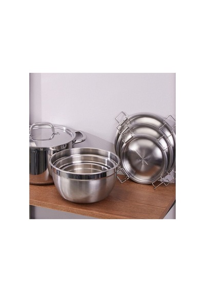 Cıklıd Çelik Saklama Kabı Seti, Paslanmaz Çelik, 3'lü Set Metal