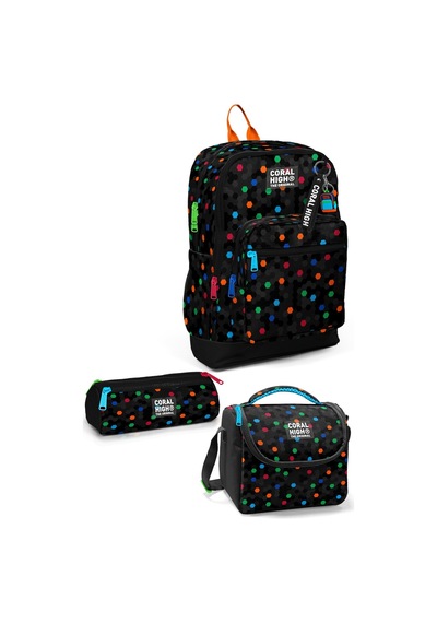Kids Siyah Renkli Petek Desenli 3 Lü Okul Çanta Seti Set0133210