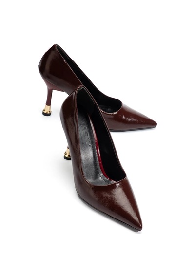 Ketrin Stiletto Rugan Ayakkabı Bordo