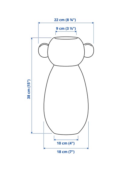 Ikea Ps 2026 Cam Vazo 38 Cm Mavi - Yeşil