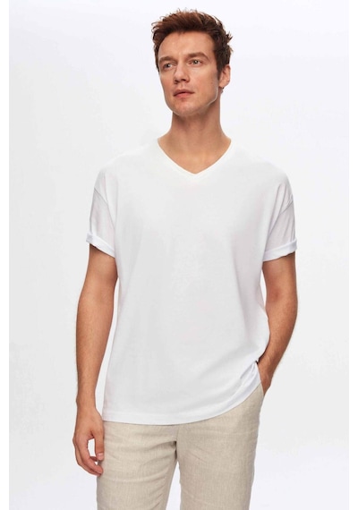 D's Damat Ds Damat Beyaz V Yaka %100 Pamuk T-shirt 4HC141996755M Beyaz