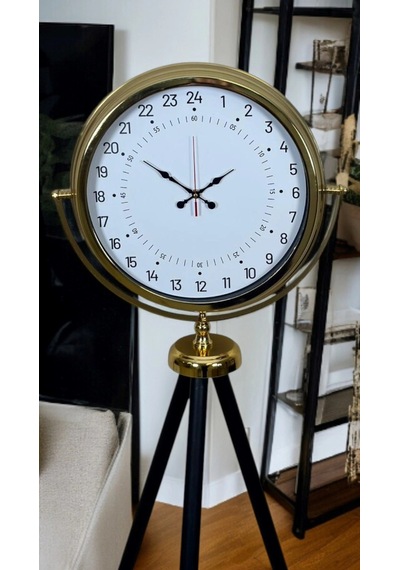 Gold 24 Saat Göstergeli Özel Tasarım Tripod Ayaklı Saat Çok Renkli