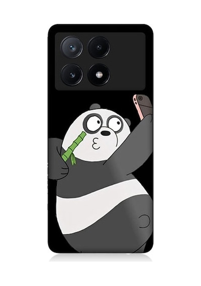 Xiaomi Poco X6 Pro Uyumlu Selfie Çeken Panda Desenli Silikon Kılıf