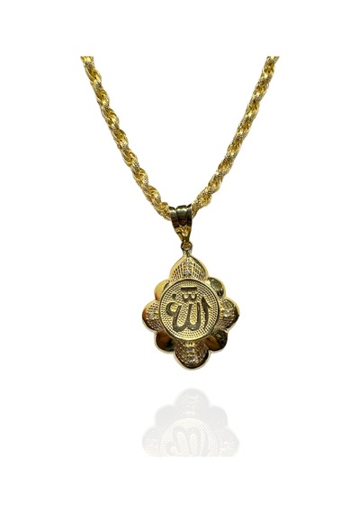 Allah Yazılı İşlemeli 14 Ayar Altın Kolye Ucu Sarı Altın