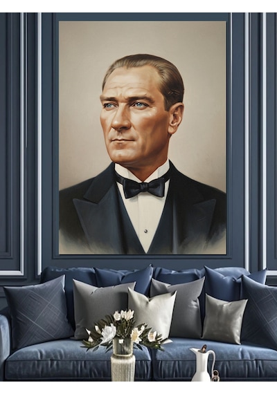 Takım Elbiseli Atatürk Portresi Dekoratif Kanvas - Mdf Ahşap Tablo