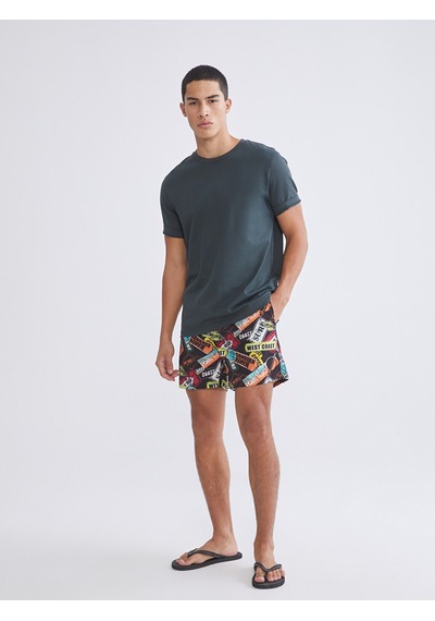 Lcw Swımwear Siyah Kısa Boy Desenli Erkek Deniz Şortu