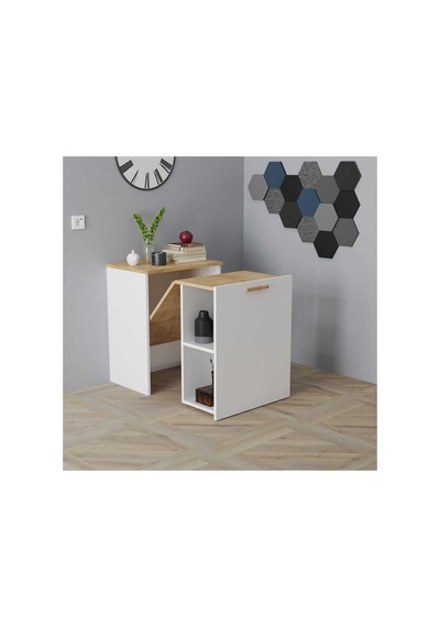 Minimalist Tasarım Katlanabilir Çalışma Masası Raflı & Ergonomik Beyaz - Safir Meşe - 700929845 Beyaz - Safir Meşe Minimalist Tasarım Katlanabilir Çalışma Masası Raflı & Ergonomik Beyaz - Safir Meşe - 700929845 Beyaz - Safir Meşe