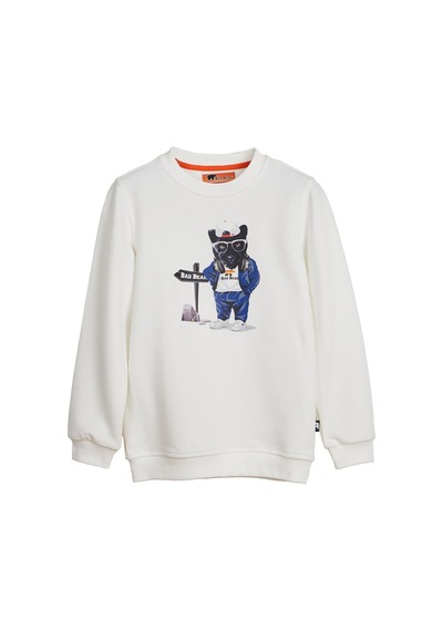 Bad Bear Panther Beyaz Çocuk Sweatshirt-Off-Whıte Çok Renkli
