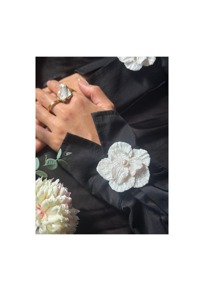 Perla Fleur Kol Düğmesi Beyaz