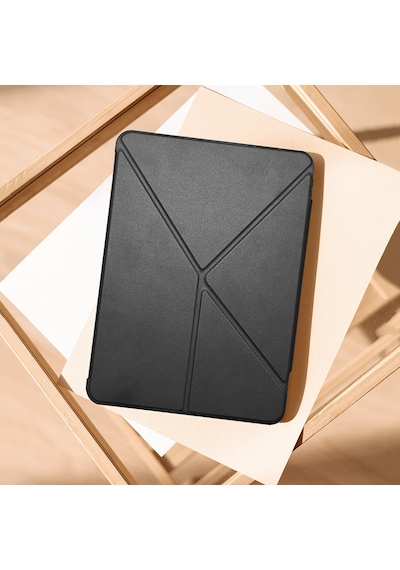 Apple Uyumlu iPad, Air 11 2025 M3 Raptic Clear Folio Airbagli Şeffaf Kapaklı Katlanabilir Standlı Kılıf Siyah