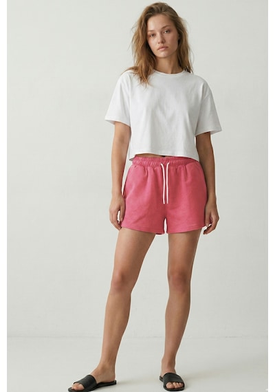 Elemge Kadın Pamuklu Pembe Beli Ipli Şort Günlük Basic Regular Fit Cepli Normal Bel Rahat Esnek 2 Iplik Elemge Kadın Pamuklu Pembe Beli Ipli Şort Günlük Basic Regular Fit Cepli Normal Bel Rahat Esnek 2 Iplik