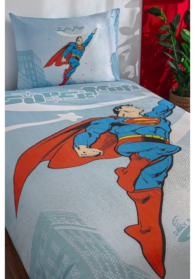 Özdilek Superman Hero Tek Kişilik Lisanslı Lastikli Çarşaf Çocuk Nevresim Takımı Mint