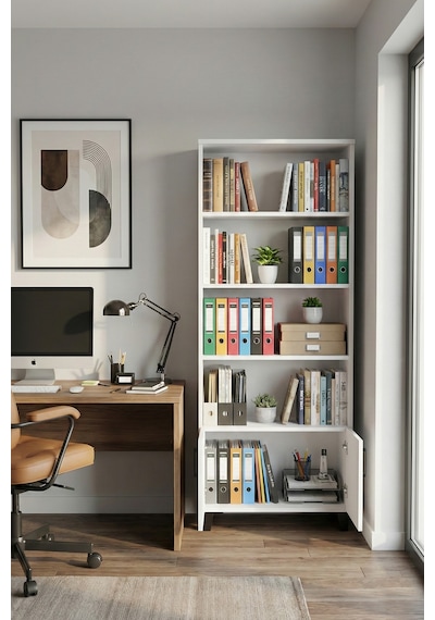 Çok Amaçlı Kitaplık Suntalam Beyaz 75x190 Çok Renkli