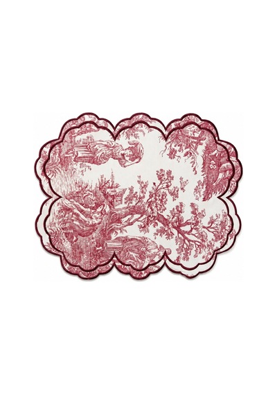 Toile Burgundy Embroidered Amerikan Servis Çok Renkli