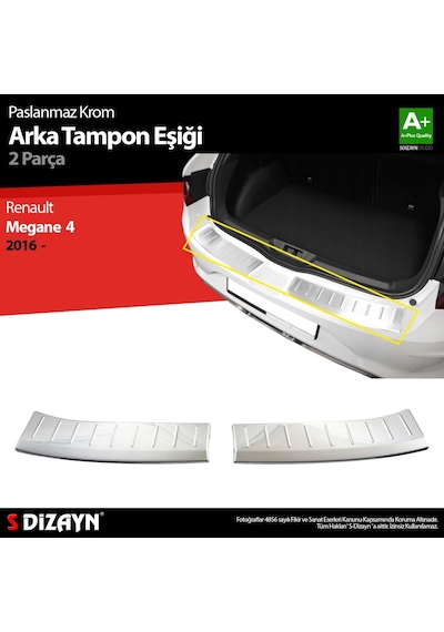 S-dizayn Renault Megane 4 Hb Krom Arka Tampon Eşiği 2016-2020