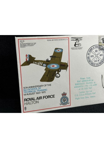 1970 İngiltere Kraliyet Hava Kuvvetleri Royal Air Force Raf 50. Ann. No.1 School Of Technical Training Fdc İlk Gün Zarfı Islak İmzalı  Teşhir Ürün