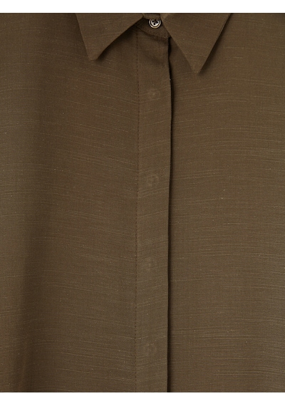 Lcw Modest Haki Oversize Keten Karışımlı Kadın Gömlek Tunik