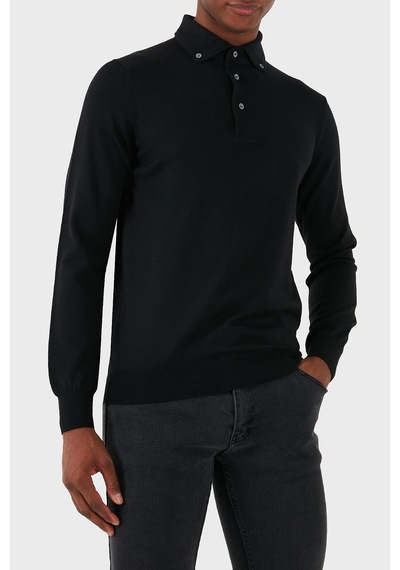 Gran Sasso Erkek Polo Yaka Sweat 57163 14293 099 Siyah Siyah