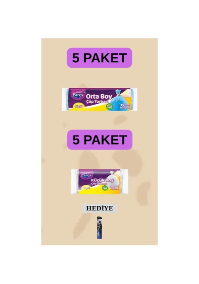 Çöp Torbası Orta Boy 55x60 Mini Boy 40x50 Prx029