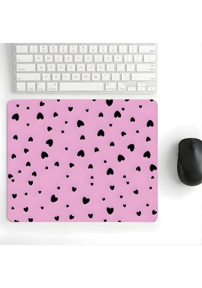 18x22 Cm Desenli Baskılı Mouse Pad Kaymaz Kauçuk Taban Ofis Ve Home Ofis Kullanımına Uygun Komik Yazılı Tasarım Yüksek Baskı Kaliteli Küçük Boy Mouse Pad Bilgisayar Laptop Aksesuarı Midngiht Hearts
