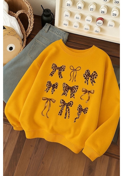 Benroma Çilek Baskılı Unisex Sweatshırt Sarı