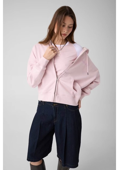 Guess Stras Taşlı Fermuarlı Pembe Kadın Sweatshirt W6yq10k3872