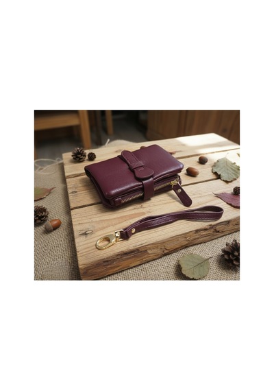 Passtell Kadın İthal Deri Tulum Soft Yumuşak Model Cüzdan Bordo Bordo