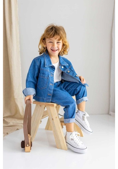 Oliven The Kid Oliventhekid Koyu Mavi Beli Lastikli Cepli Rahat Kesim Unisex Kot Pantolon Koyu Mavi Koyu Mavi