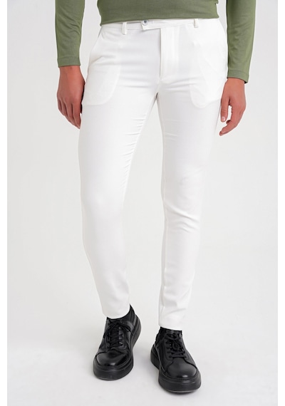 Efor P 1088 Slim Fit Yan Cep Esnek Pamuklu Casual Beyaz Pantolon Beyaz