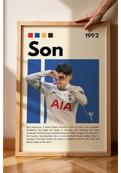 Son Heung-min Çerçeveli Tablo - Dekoratif Çerçeveli Futbolcu Poster Tablo